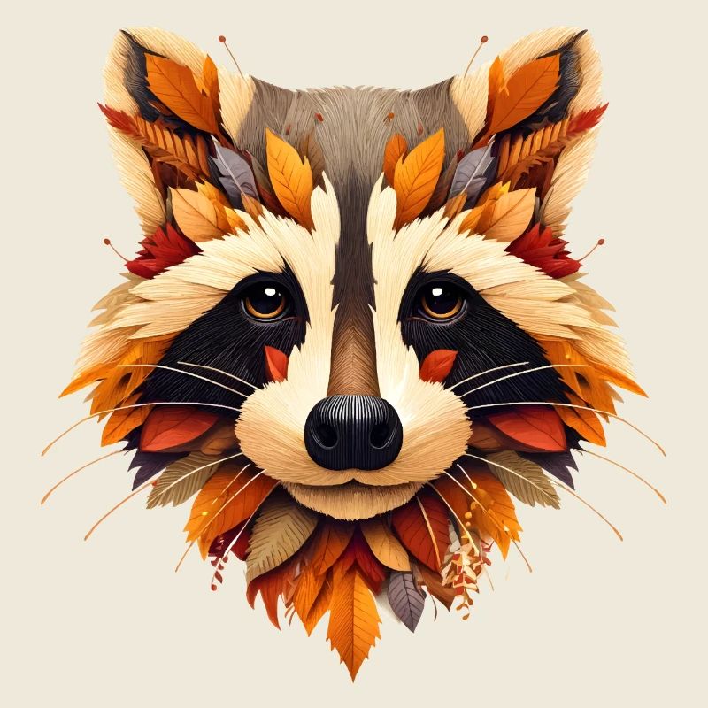 Waschbär, gestaltet aus verschiedenen Blättern