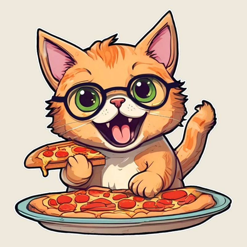 Cat loves pizza