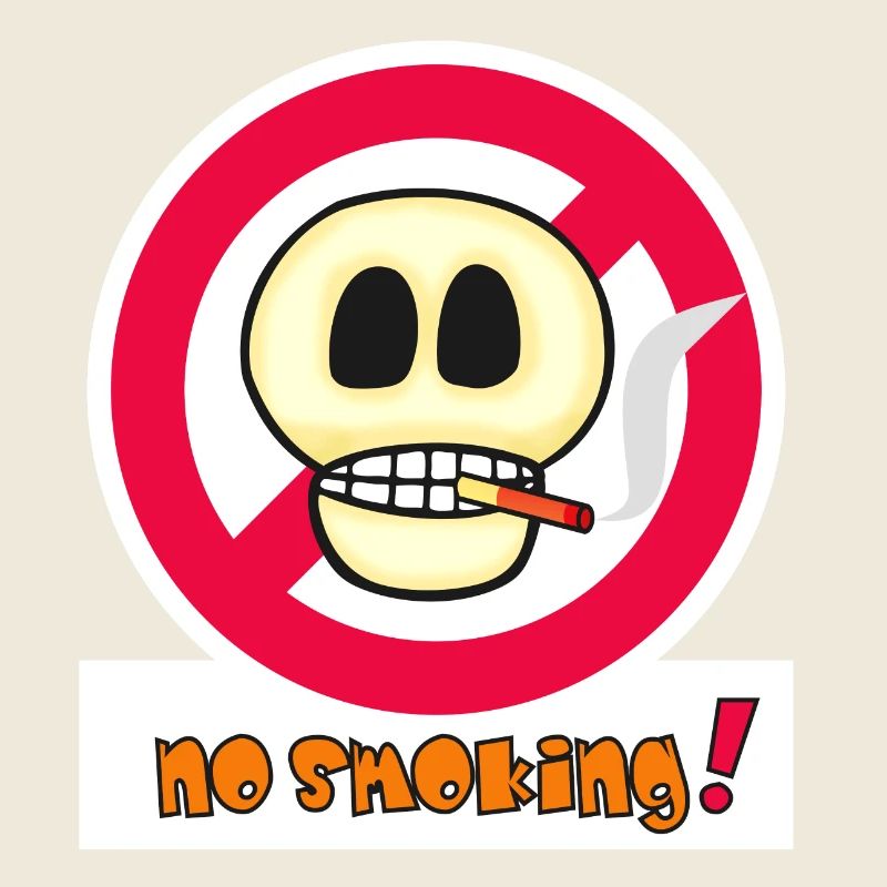 No Smoking Skull Face - Funny Emoticon