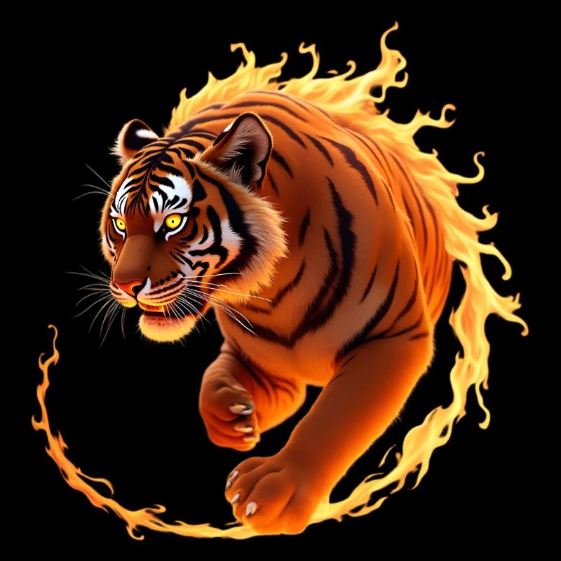 Feuriger Tiger in Bewegung