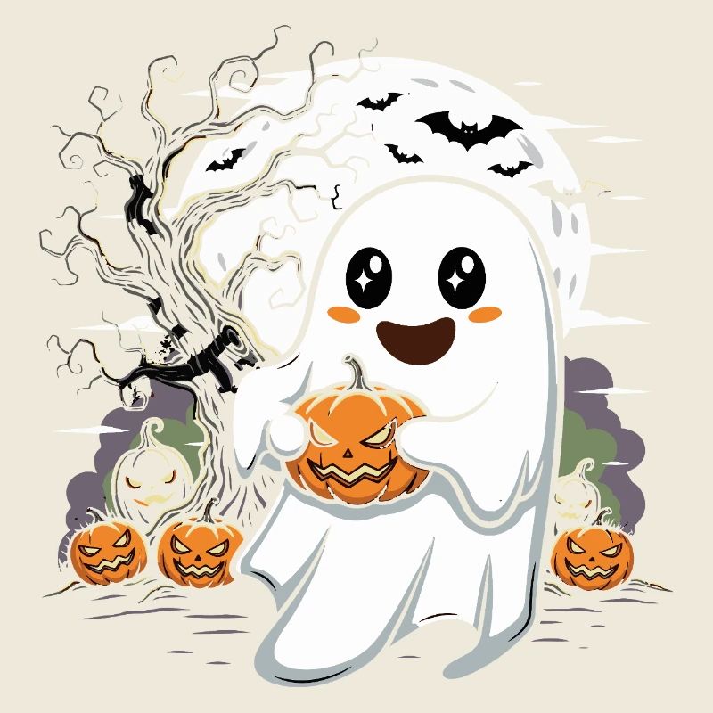 Niedlicher Geist mit Kürbislaterne