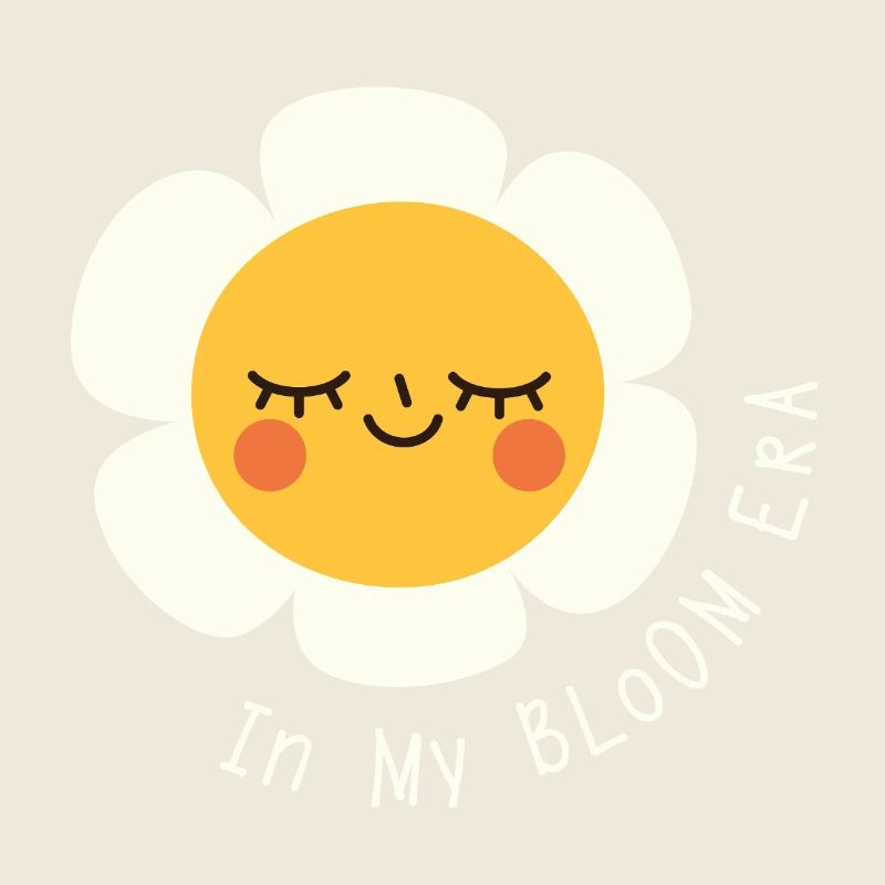 In My Bloom Era – Flat Cartoon Blumen Spruch