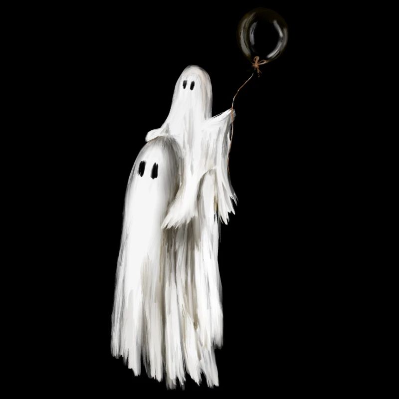 Spooky Season - little ghost on dad's shoulders