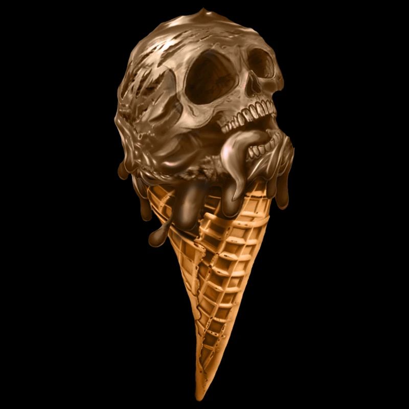 Glace molle avec crâne éthéré