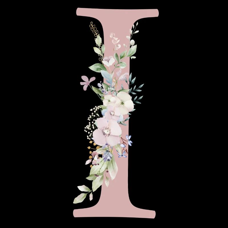 I Monogramm, Floral, personalisierbar
