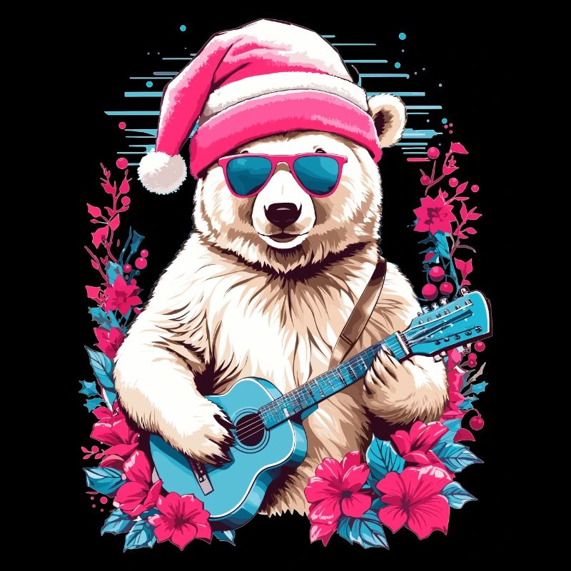 Cute polar bear with guitar