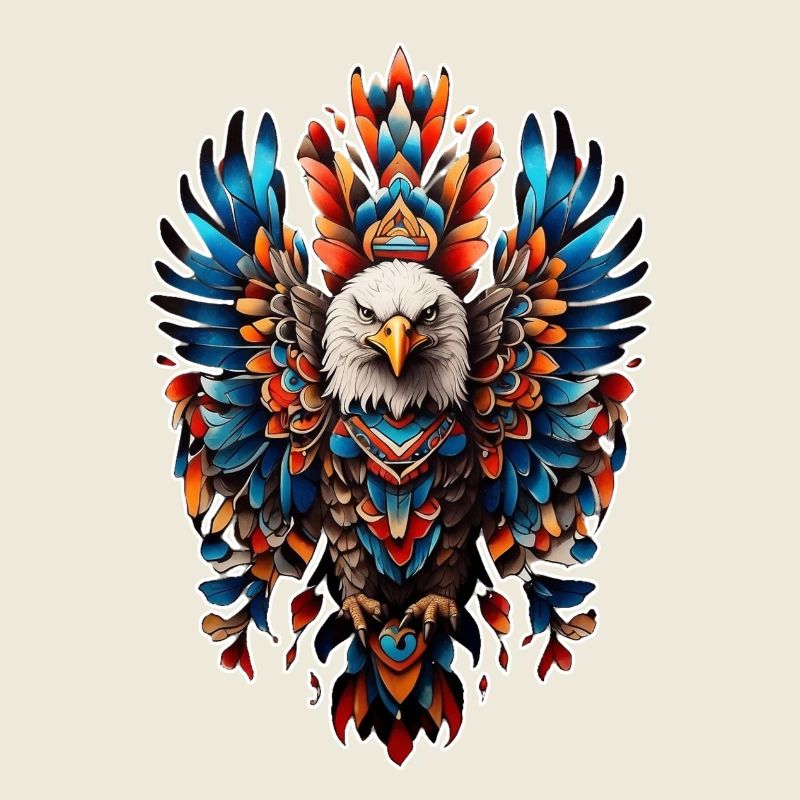 Tattoo Eagle Color Streamline Design