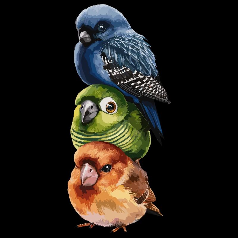 Drei Vögel übereinander gestapelt