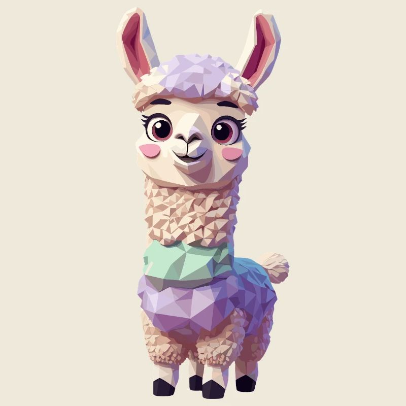 Mignon motif de famille d’alpaga lama polygonal
