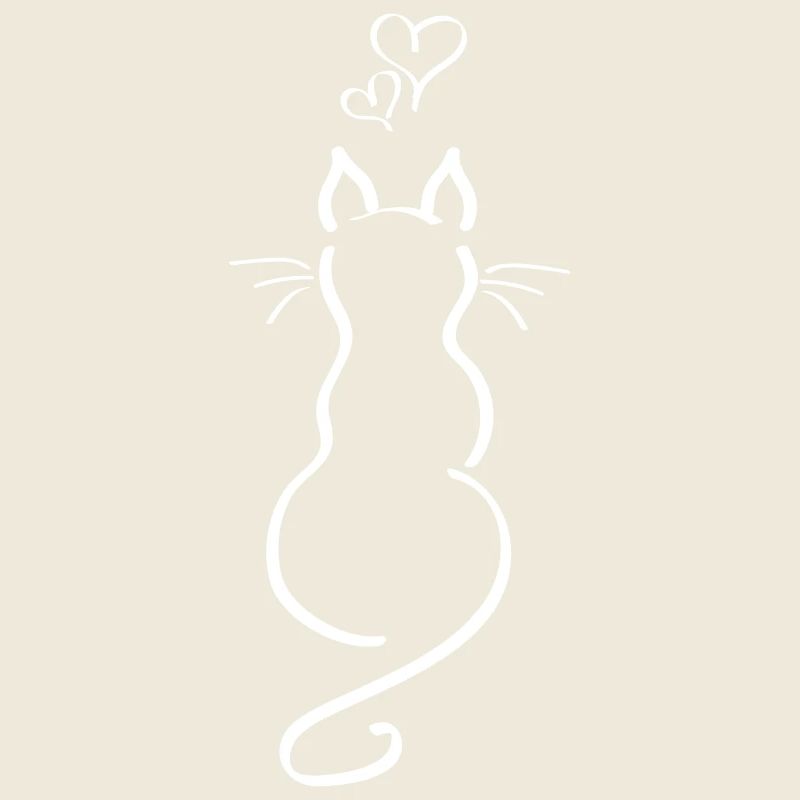 Cat Minimalist Line Back Hearts Love