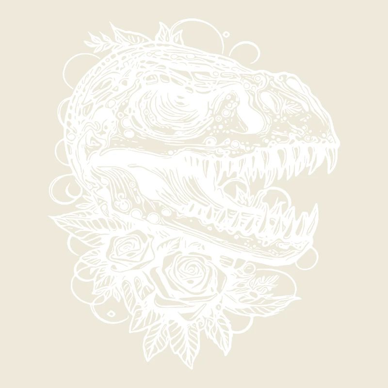Grim Dinosaur Roses Tattoo Dino Head