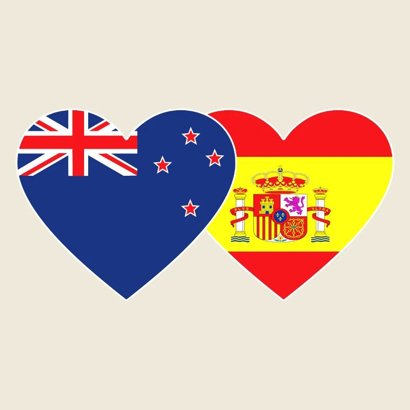 Neuseeland Spanien Flagge Herz