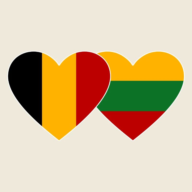 Belgium Lithuania Flag Heart