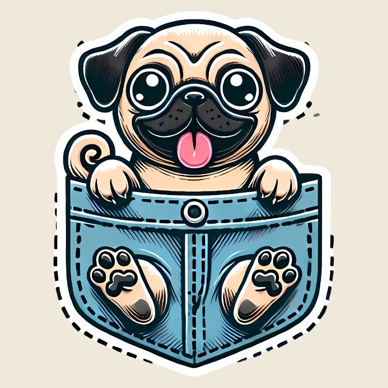 Carlin mignon dans la conception de dessin animé de poche