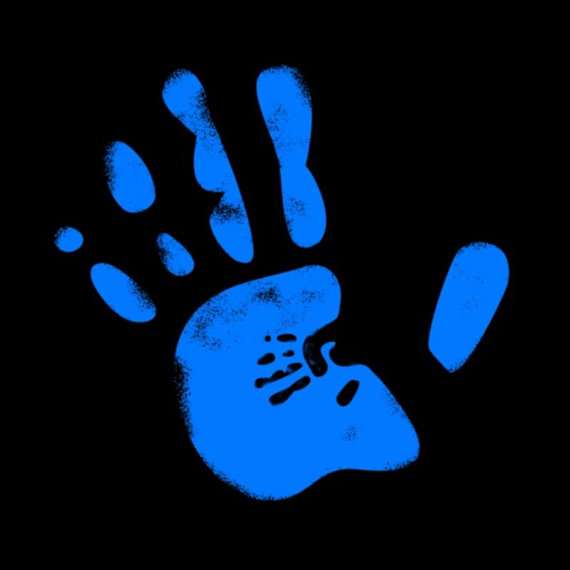 Blue handprint