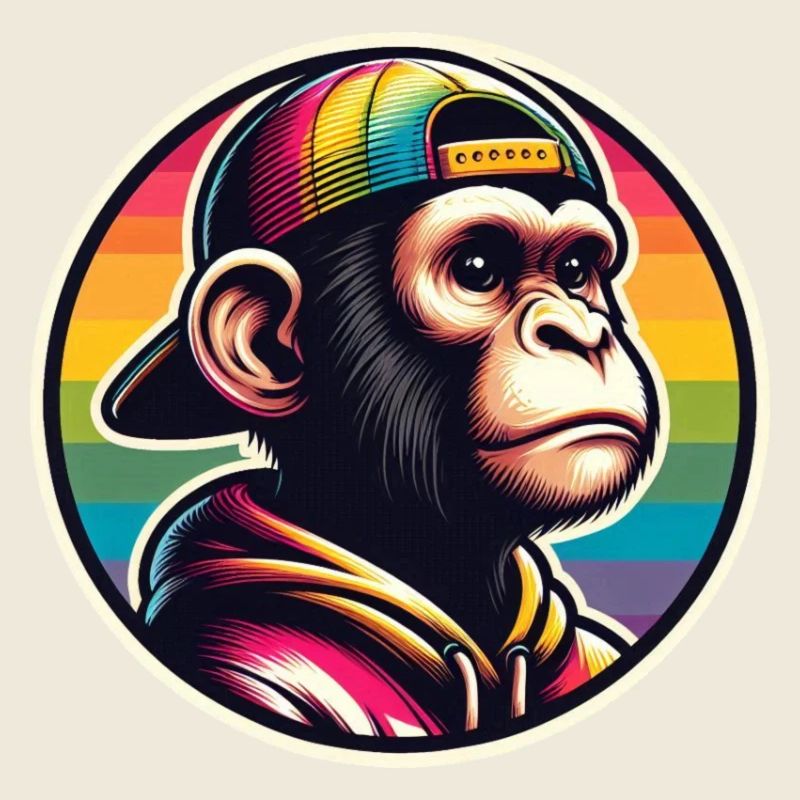 Affe Hoodie Cap Regenbogen