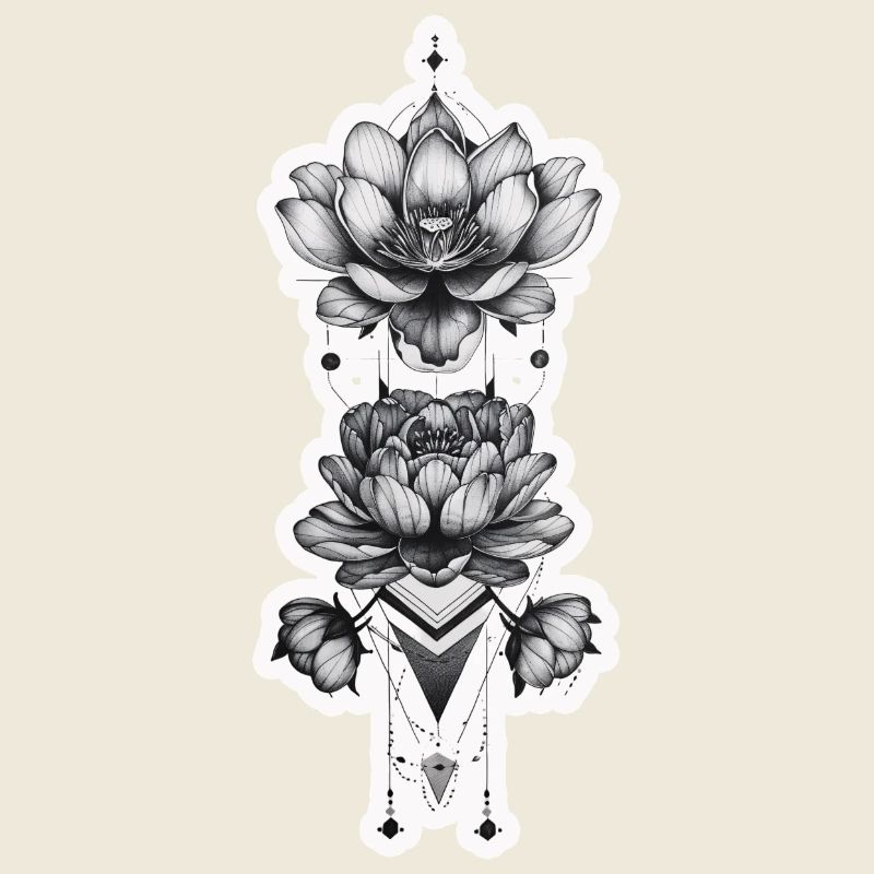 Lotus flowers with tribal elements