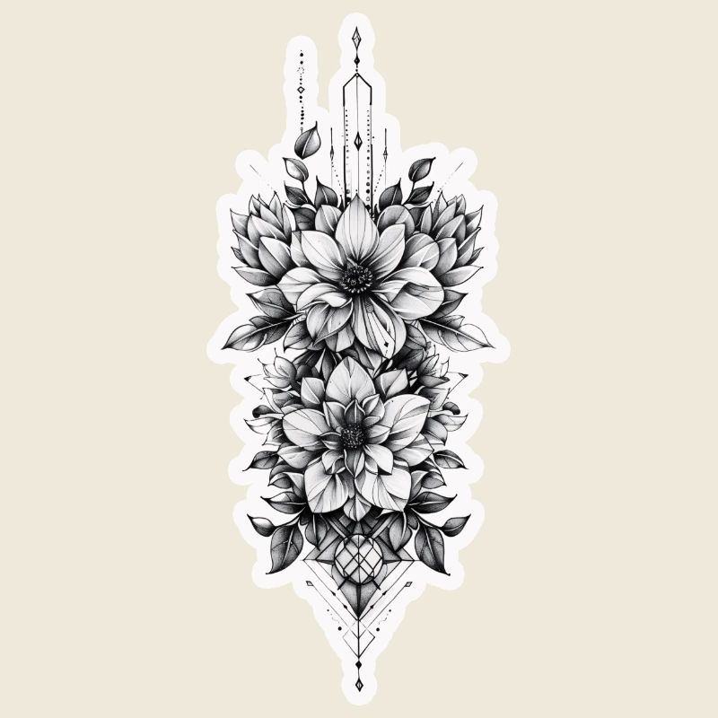 Fein geformte Blüten in Tribal Form als Tattoo