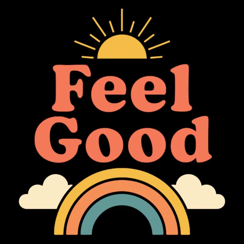 Retro Sun & Rainbow Design - Feel Good