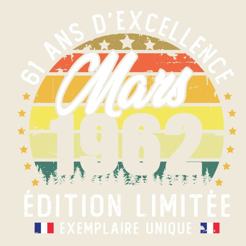 Vintage Cadeau Anniversaire 61 Ans Mars 1962