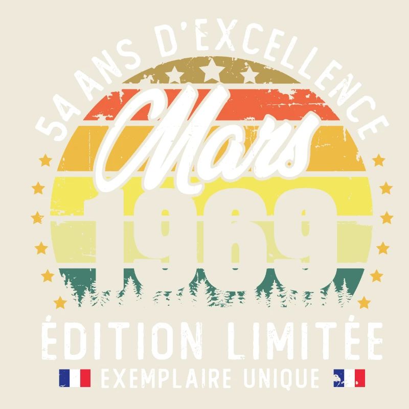 Vintage Cadeau Anniversaire 54 Ans Mars 1969