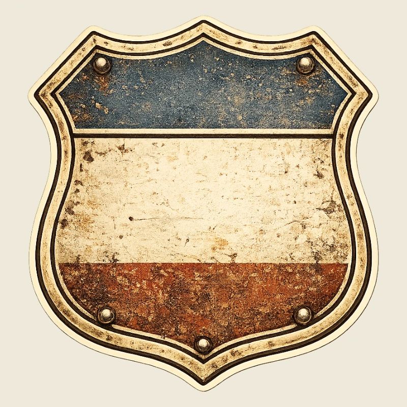 Vintage Schild mit blauweißrot Streifen