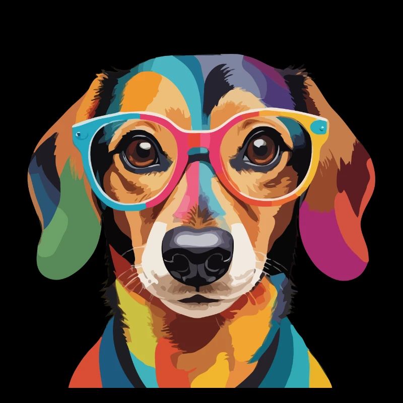 Teckel chien teckel lunettes cool coloré