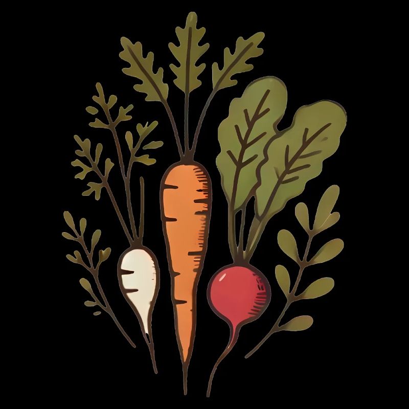 Vegane Wurzeln Karotten-Radieschen-Design