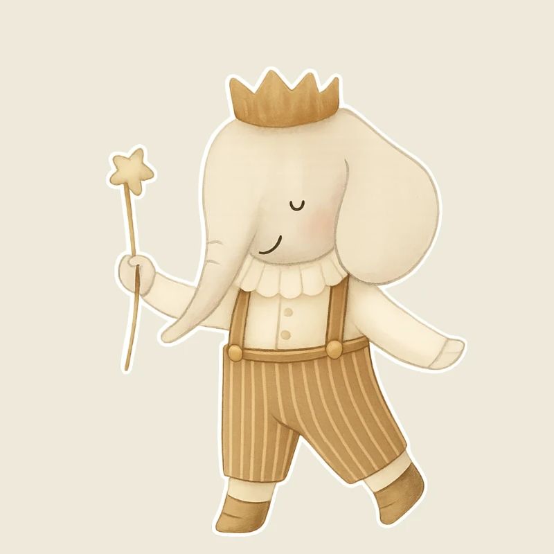 Éléphant royal en salopette