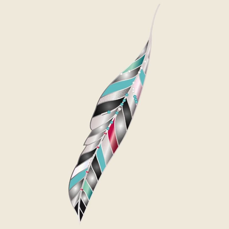 Artful bird feather in ethno style