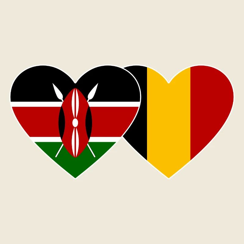 Kenya Belgique Flag Heart