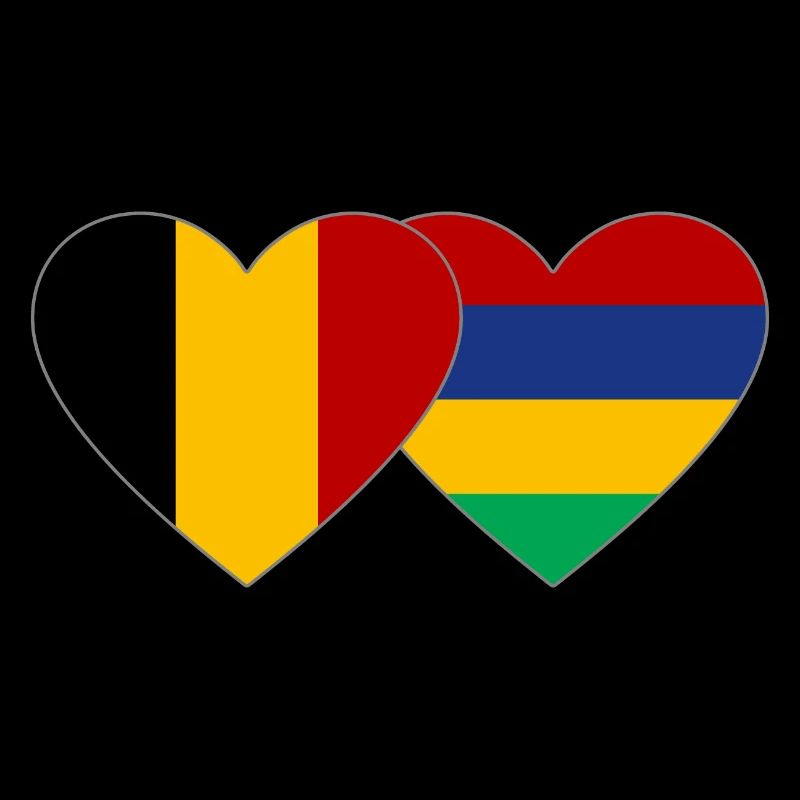 Belgien Mauritius Flagge Herz