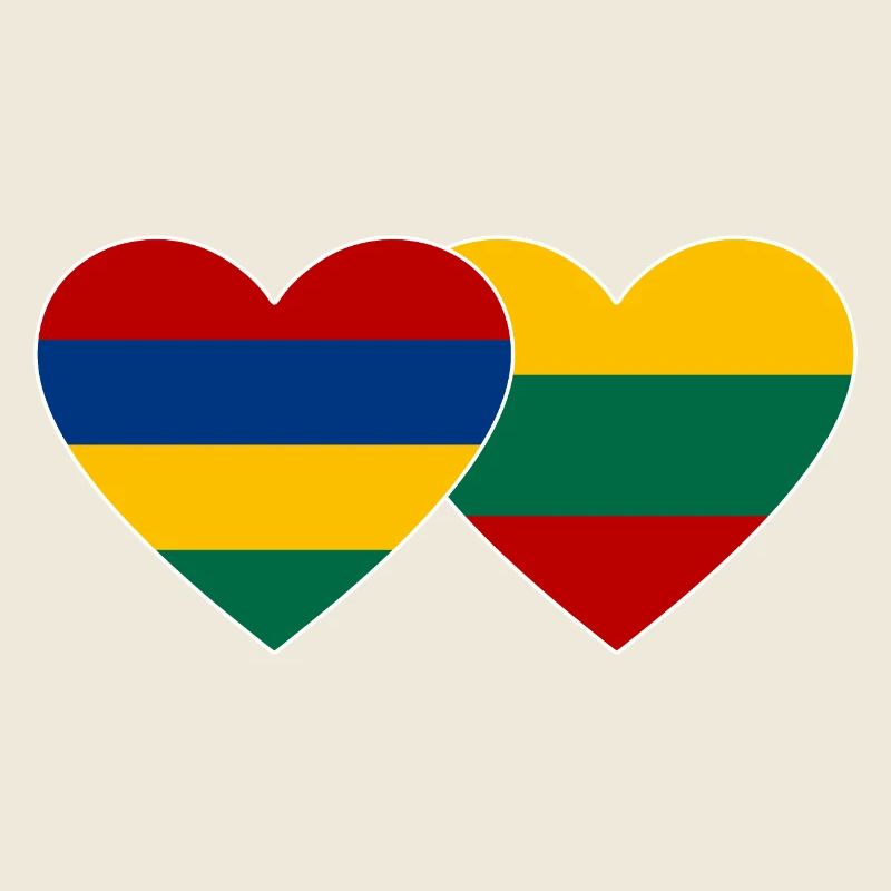 Mauritius Litauen Flagge Herz