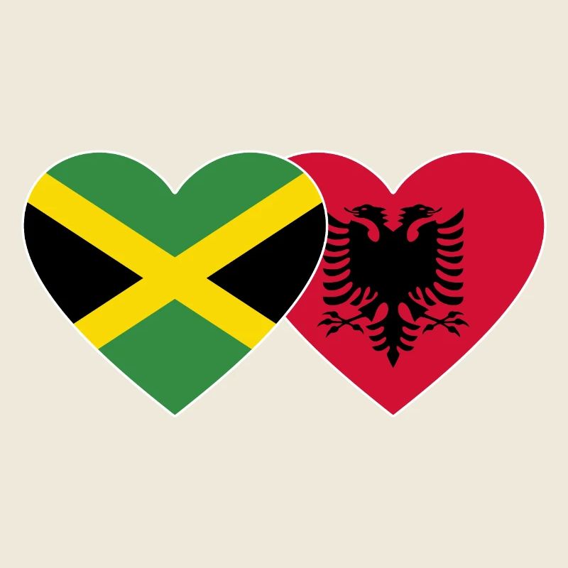 Jamaica Albania Heart Flag