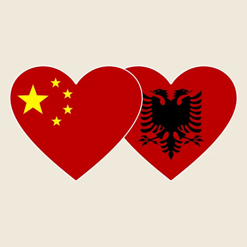 China Albanien Herz Flagge