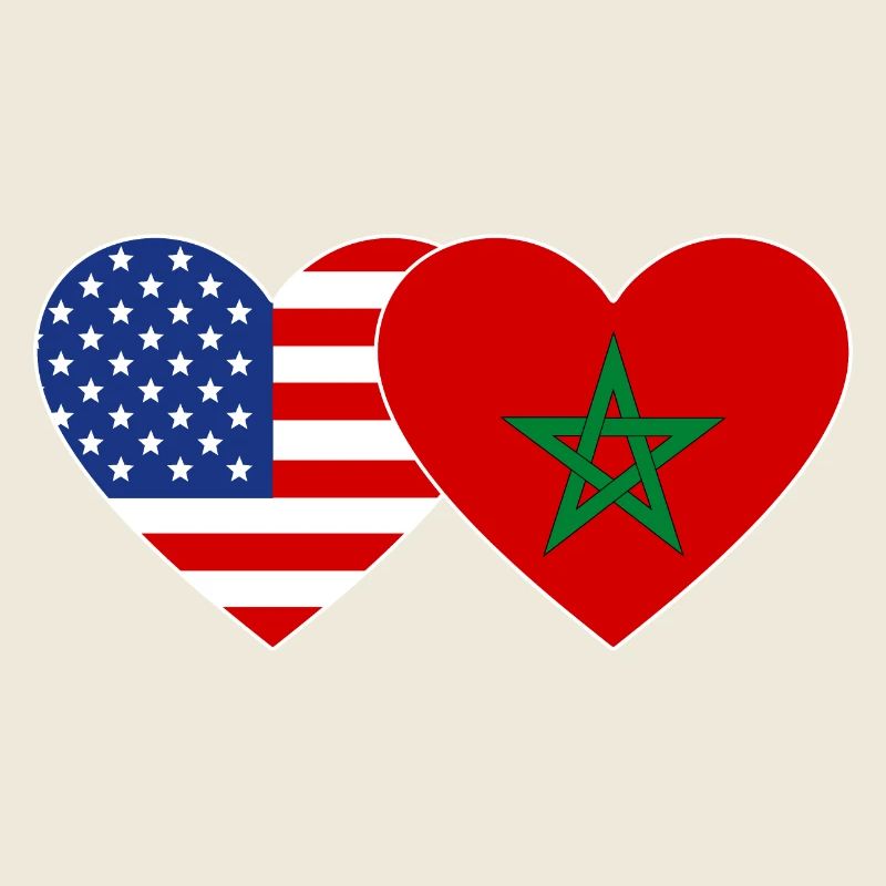 USA Marokko Flagge Herz
