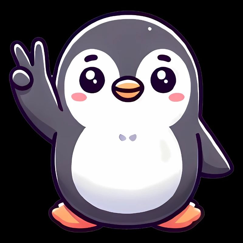 Peaceful Penguin Cartoon Illustration
