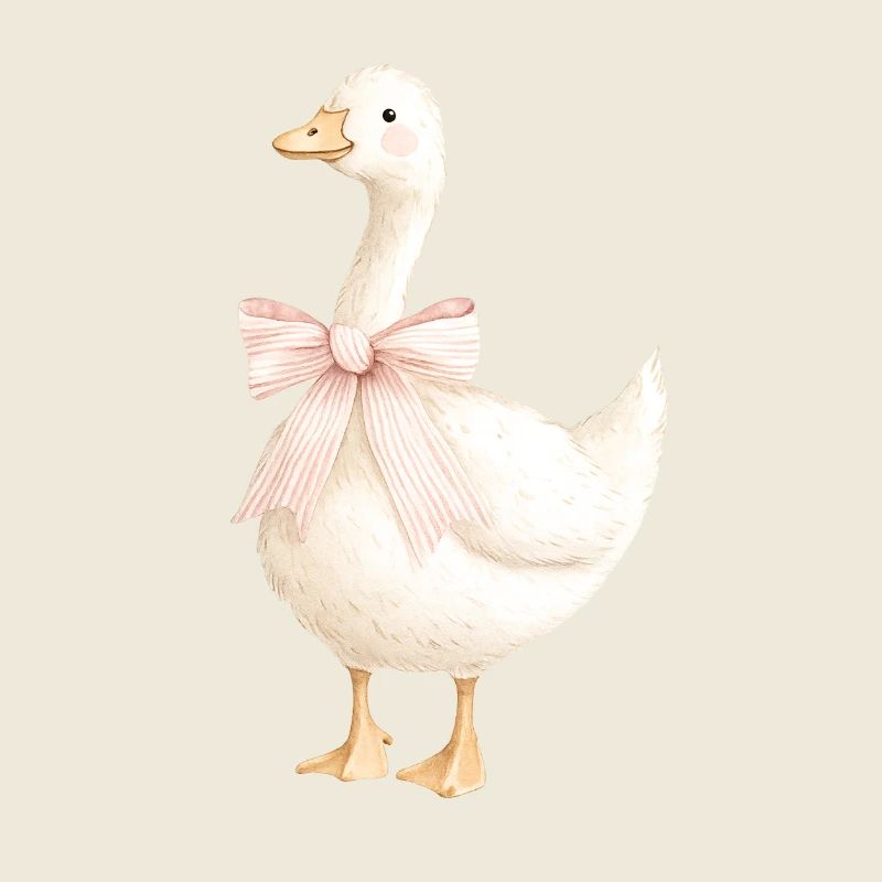 Ente mit rosa Schleife