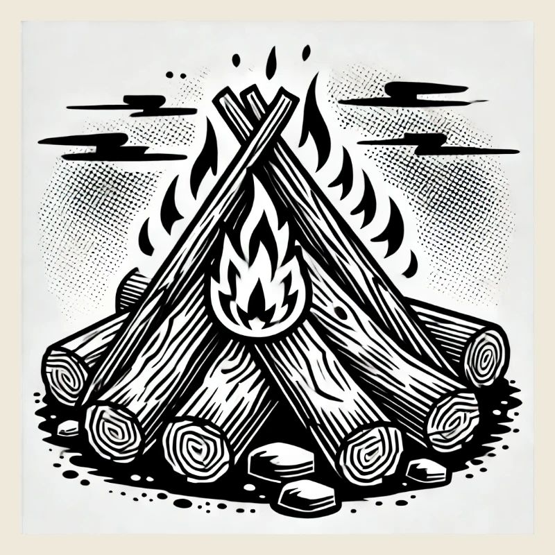 Flammenspiel im Comic-Stil: Lagerfeuerkunst