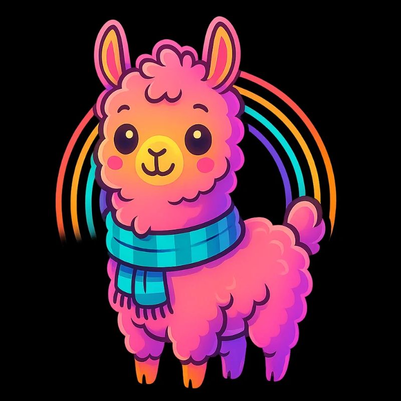 Süßes Kleines Lama Design | Comic Neon Tiermotiv
