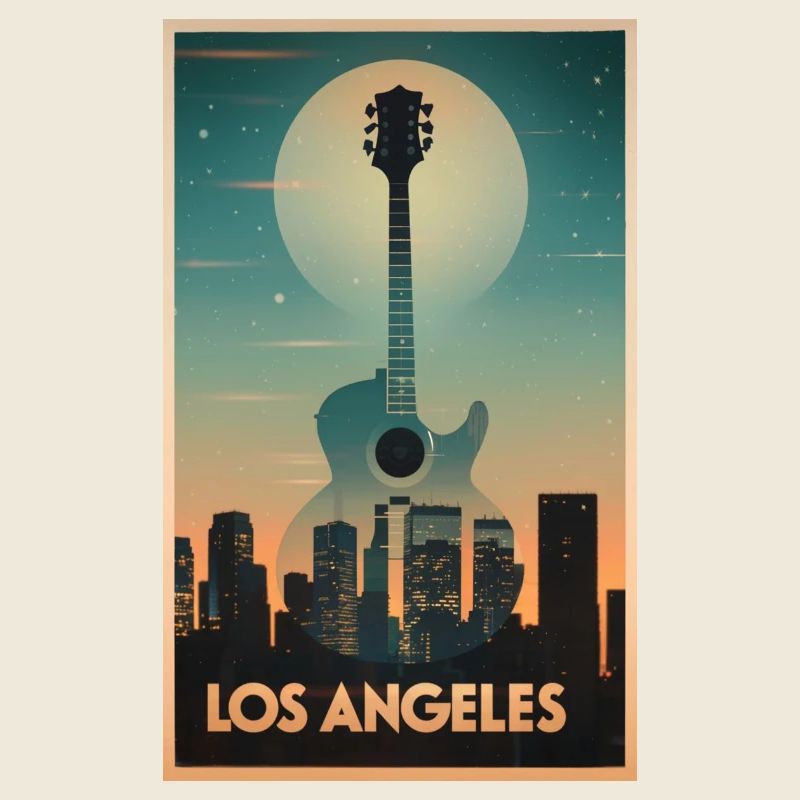 Affiche poster design guitare and Los Angeles