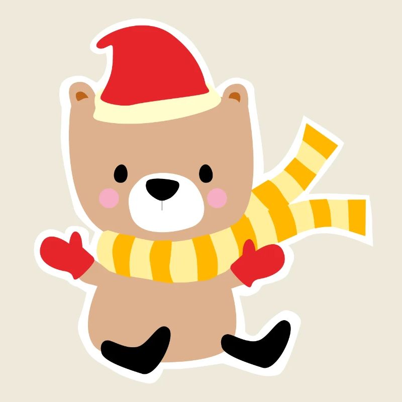 Winter bear with Christmas hat