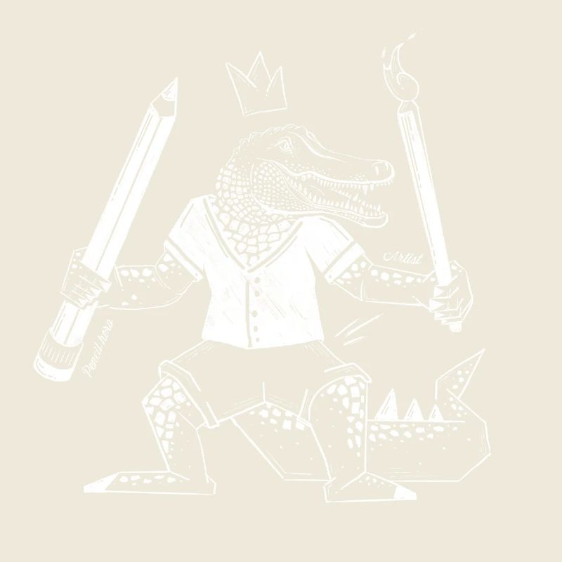 Creative crocodile with pen and brush