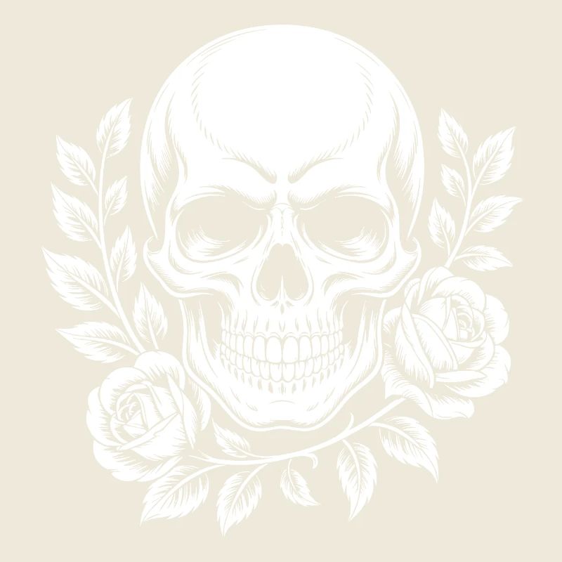 Schädel mit Blumenkranz