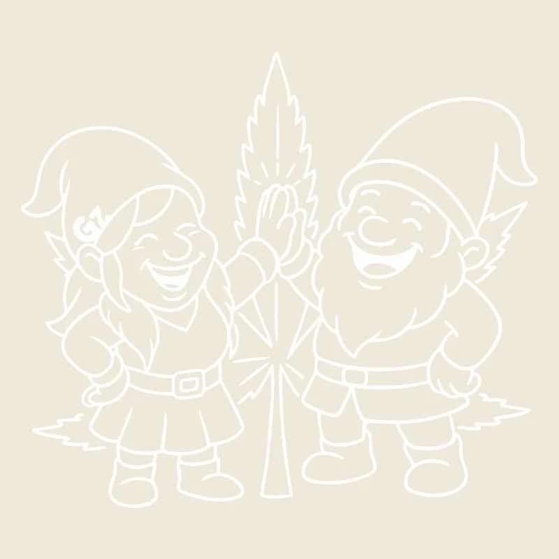 Zwergenfreunde mit Cannabisblatt