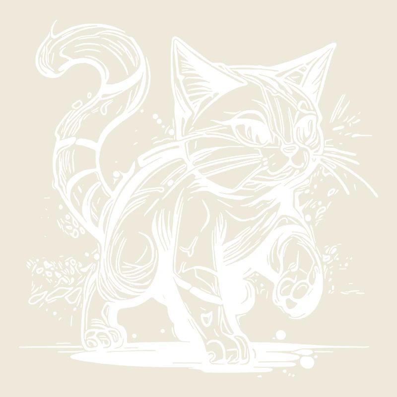 Mignon petit chat de maison maladroit dans le style tatouage
