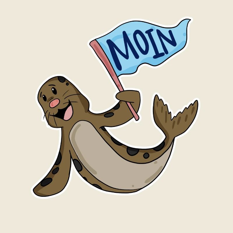 Robbe mit Moin Flagge