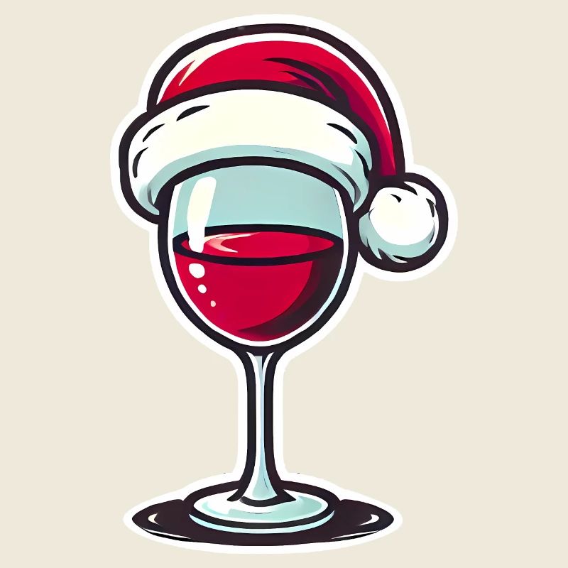 Festive Wine Glass with Santa Hat