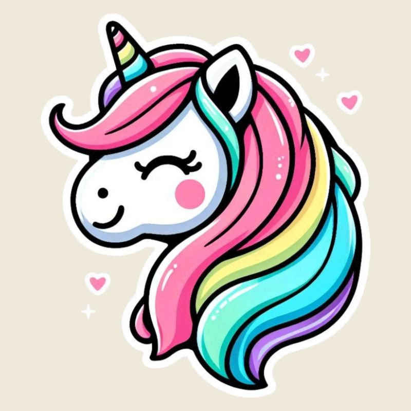 Unicorn Comic Rainbow Hearts