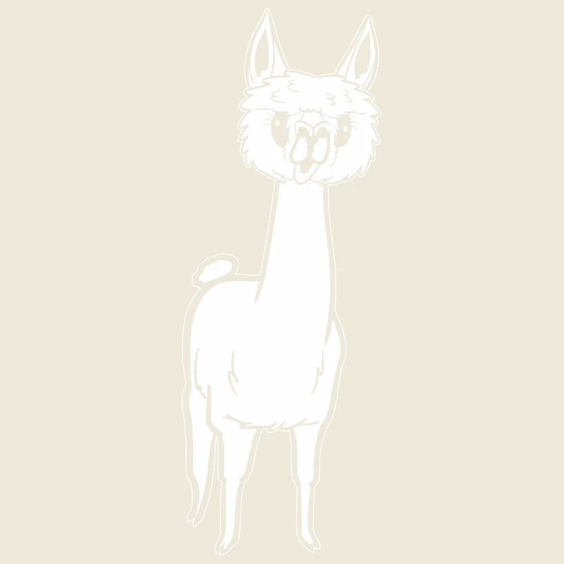 White Alpaca in Comic Style Cute